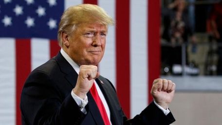 President Donald Trump arrives to speak at a