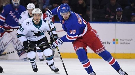 New York Rangers right wing Pavel Buchnevich skates
