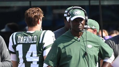 Jets head coach Todd Bowles looks on after