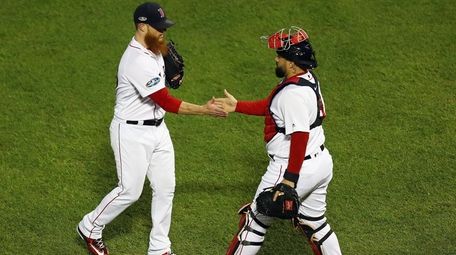 Craig Kimbrel #46 of the Red Sox celebrates