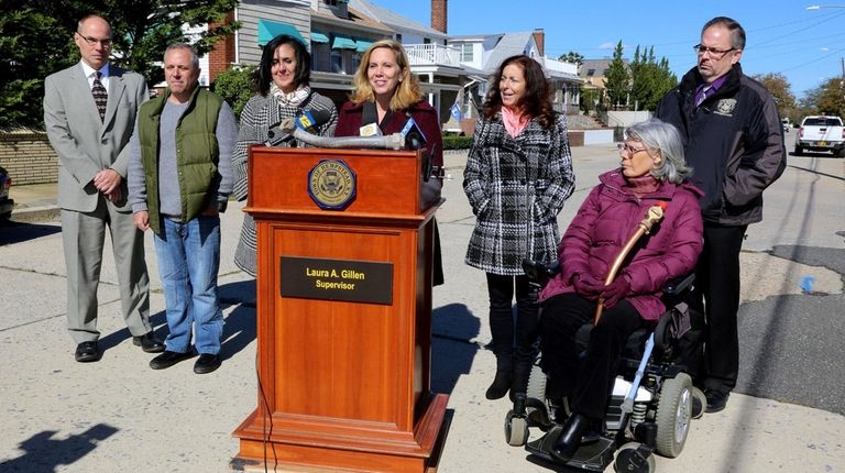 Hempstead Supervisor Laura Gillen on Thursday announces the