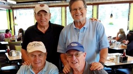 Golf buddies, clockwise from top left, Dennis Baron,