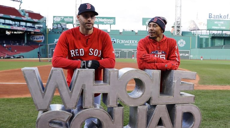 The Red Sox's J.D. Martinez speaks with Mookie