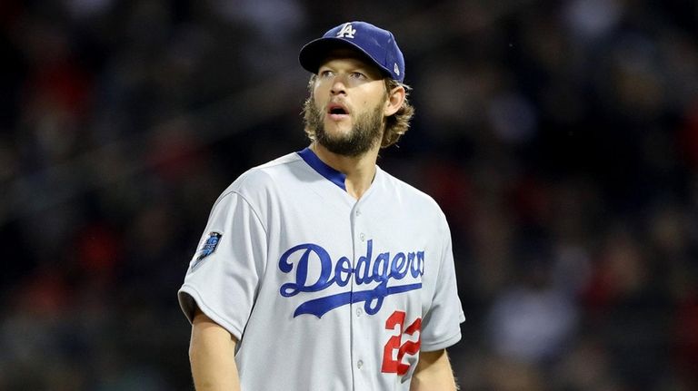 Duel Of Aces Turns Into A Chess Match In Boston S World Series Game - clayton kershaw walks to the dugout after being