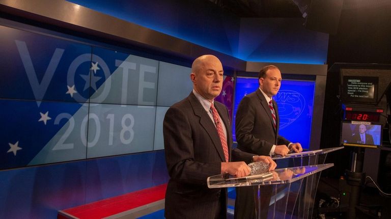 Rep. Lee Zeldin (R-Shirley), right, and Democratic challenger