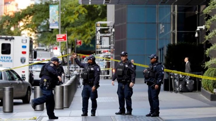 New York City Police Department officers arrive at