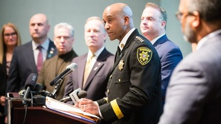 Suffolk County Sheriff Errol Toulon at a news