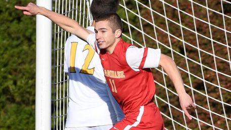 Chaminade forward Ben Szemerenyi reacts after scoring a