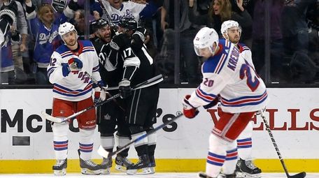 Los Angeles Kings defenseman Alec Martinez celebrates with