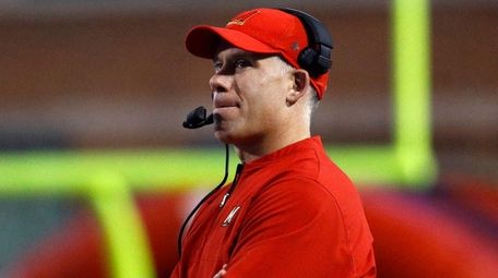 Maryland's DJ Durkin watches the first half of