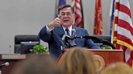 Brookhaven Town Supervisor Edward P. Romaine delivers his