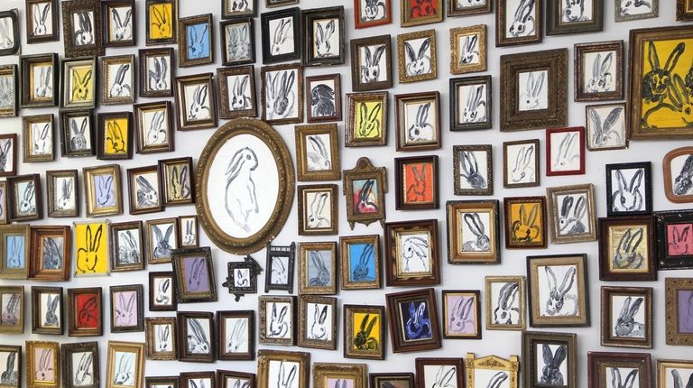 Hunt Slonem's "Bunny Wall" is on display in