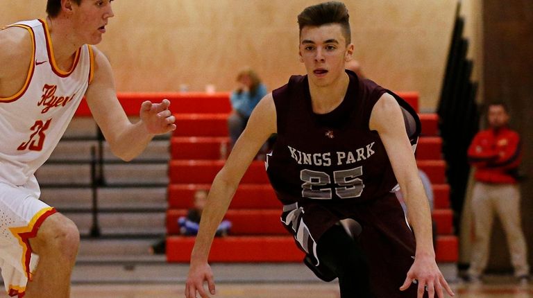 Jack Garside #25 of Kings Park drives to