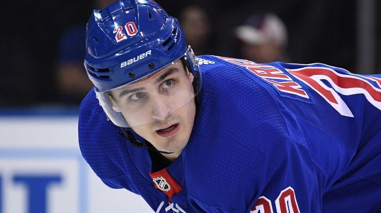 New York Rangers left wing Chris Kreider looks