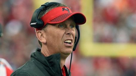 Buccaneers offensive coordinator Todd Monken watches play against