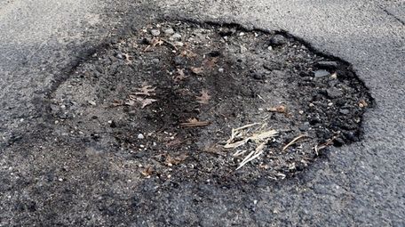 A pothole in Northport on Jan. 4, 2018.