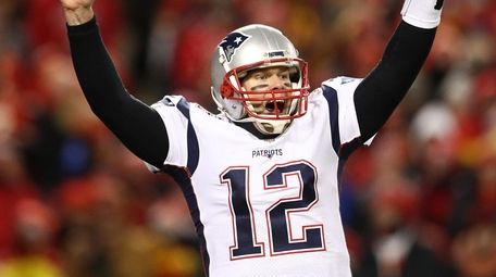 Tom Brady of the Patriots celebrates after defeating