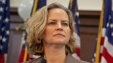 Nassau County Executive Laura Curran speaks on Jan.