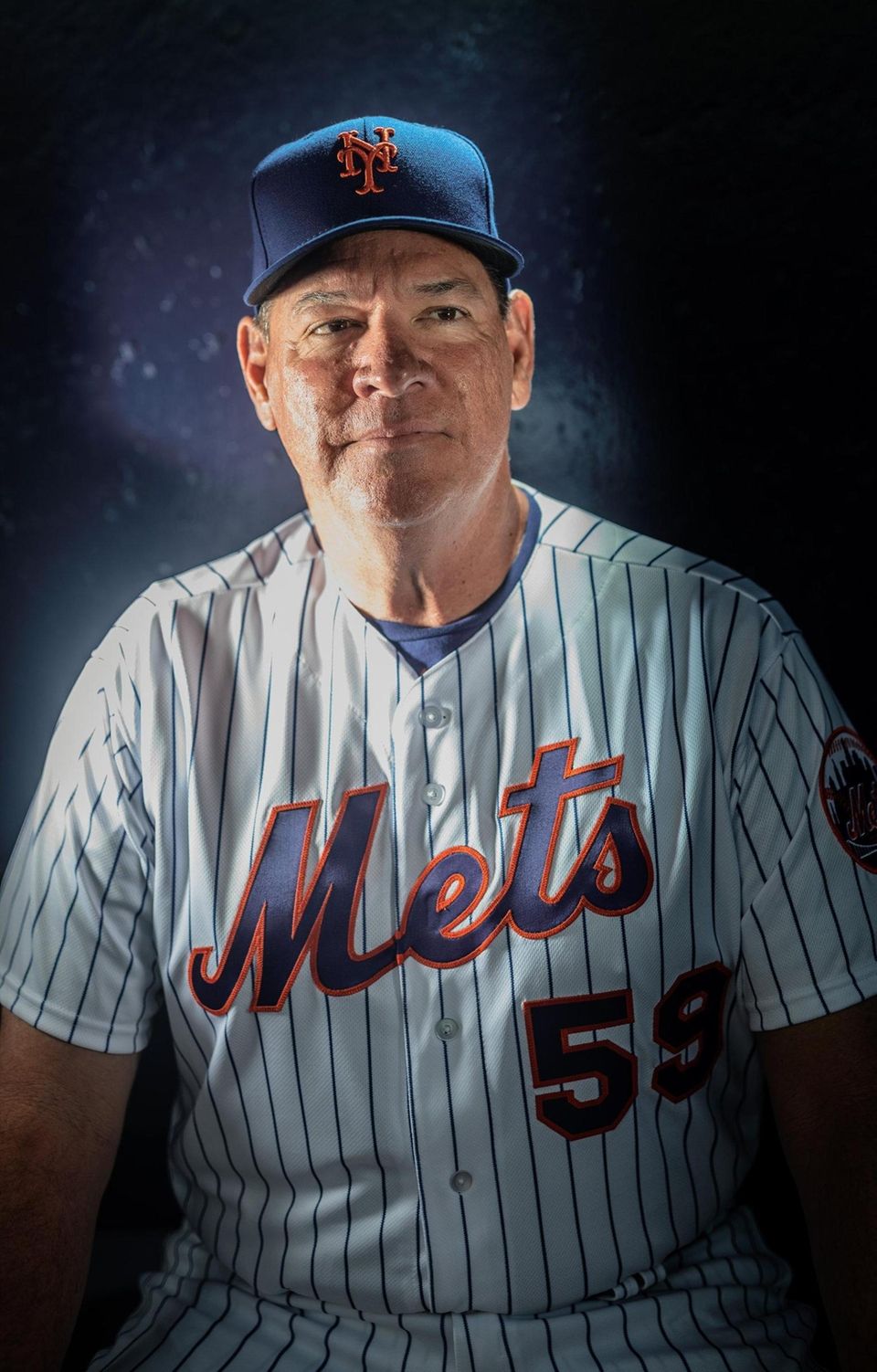 New York Mets bullpen coach Chuck Hernandez during