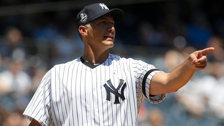 Andy Pettitte during Old-Timers' Day at Yankee Stadium