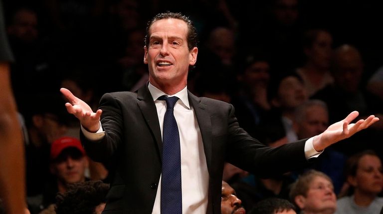 Head coach Kenny Atkinson of the Nets reacts