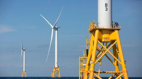 Three of the five wind turbines from the