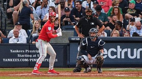 Bryce Harper of the Phillies bats in the