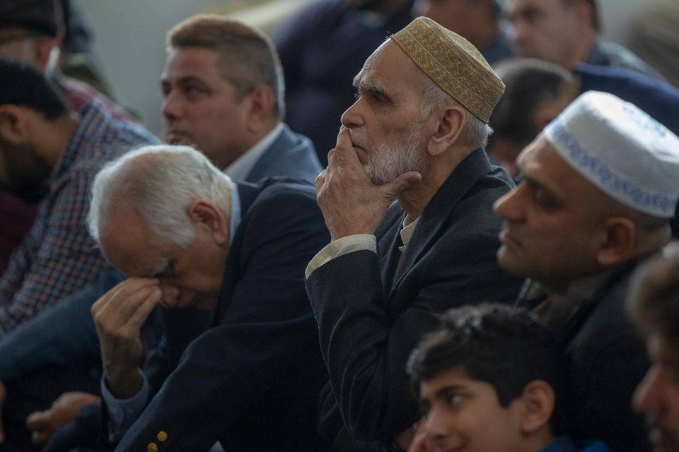 Muslim worshipers at Islamic Center of Long Island