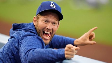 Los Angeles Dodgers pitcher Clayton Kershaw jokes around