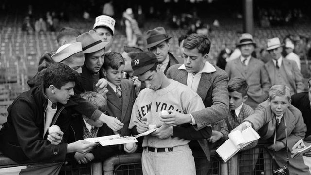 Joe Dimaggio Yankees 56 Game Streak Dollar Bill Baseball Collectible with Case