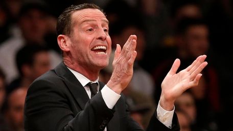 Nets head coach Kenny Atkinson reacts during the