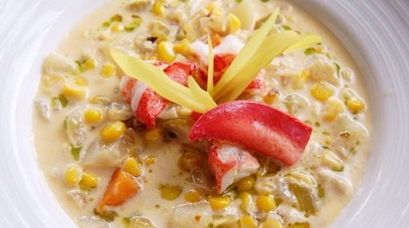 Lobster and corn chowder is served at The