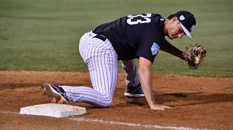 Yankees first baseman Greg Bird makes the out