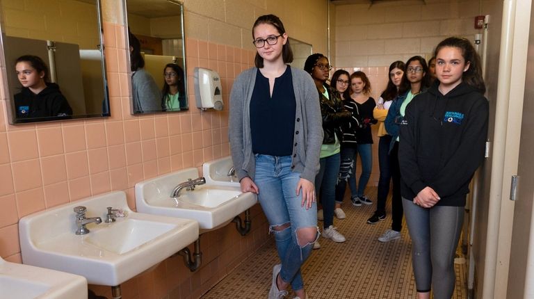 Lindenhurst High School students Vanessa Igras, 16, left,