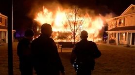 Firefighters battled an intense blaze at a gated