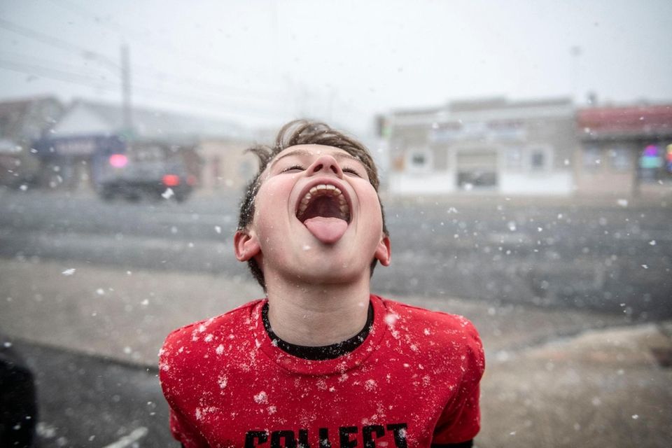 Brian Hetzel having fun during a quick snowfall