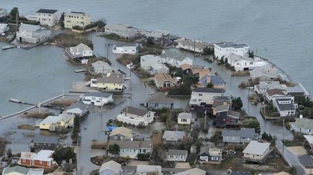 An aerial view of homes in Westhampton, New