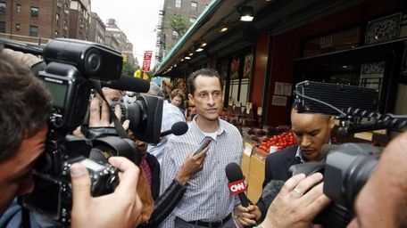 Rep. Anthony Weiner is questioned by the media