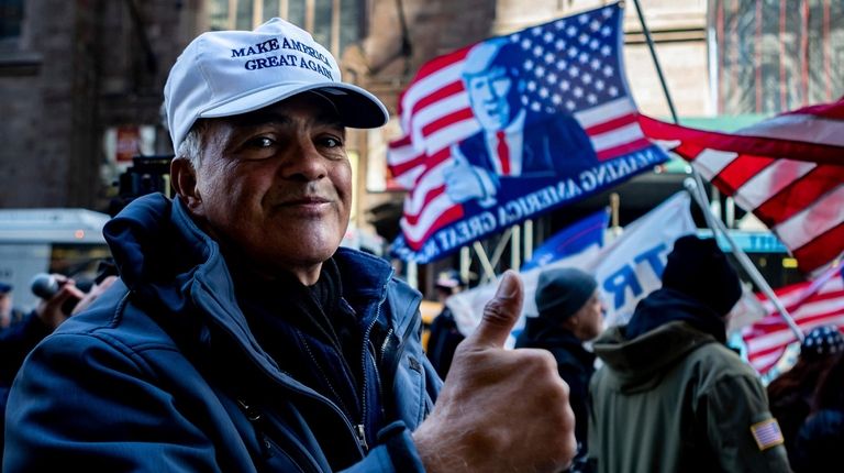 About 300 Trump supporters gathered outside Trump Tower