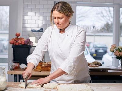 Carissa Waechter makes baguettes, Carissa's Bakery, Easthampton, Mar.15,