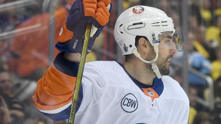Jordan Eberle of the Islanders celebrates after scoring