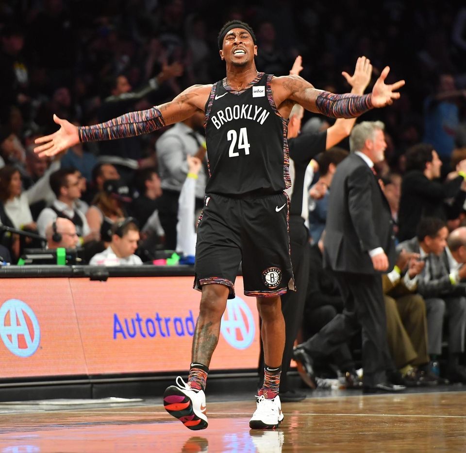 Nets forward Rondae Hollis-Jefferson (24) celebrates in the