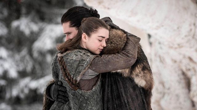 Actors Maisie Williams and Kit Harington in a... Actors Maisie Williams and Kit Harington in a