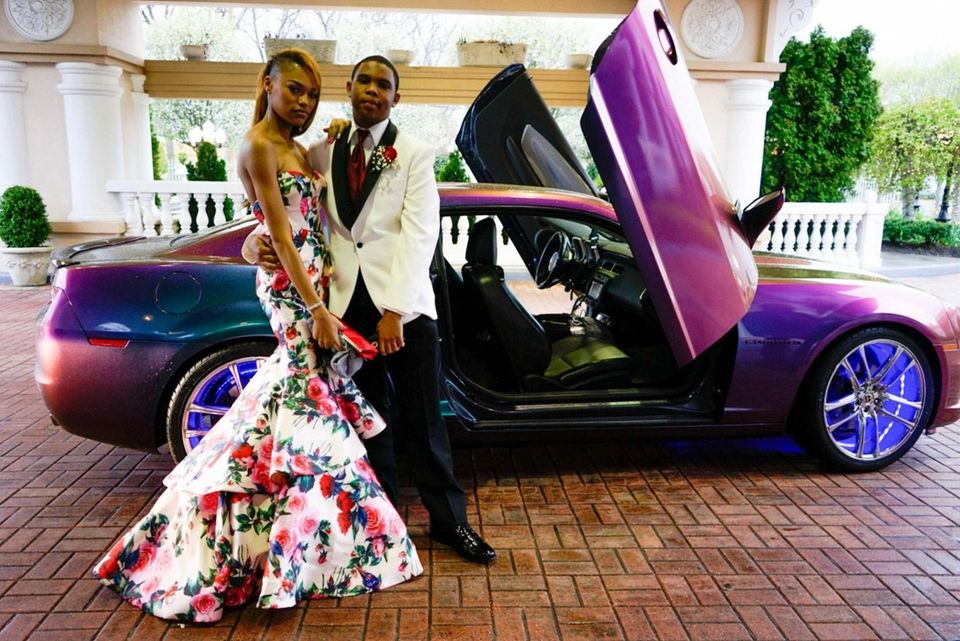 Farmingdale High School students pose before entering Villa