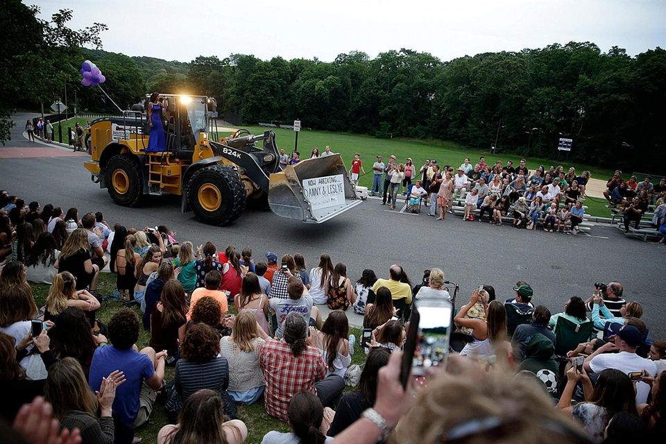 Promgoers arrived in or on a variety of