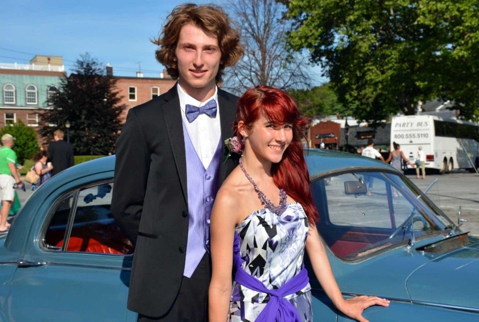 Eric Johnson, 18, escorts girlfriend Veronika Potylitsina, 18,