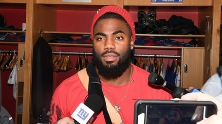 Landon Collins of the Giants speaks to the