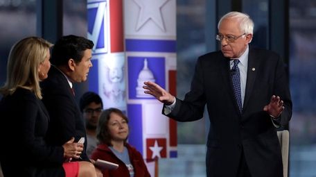 Sen. Bernie Sanders speaks during a Fox News