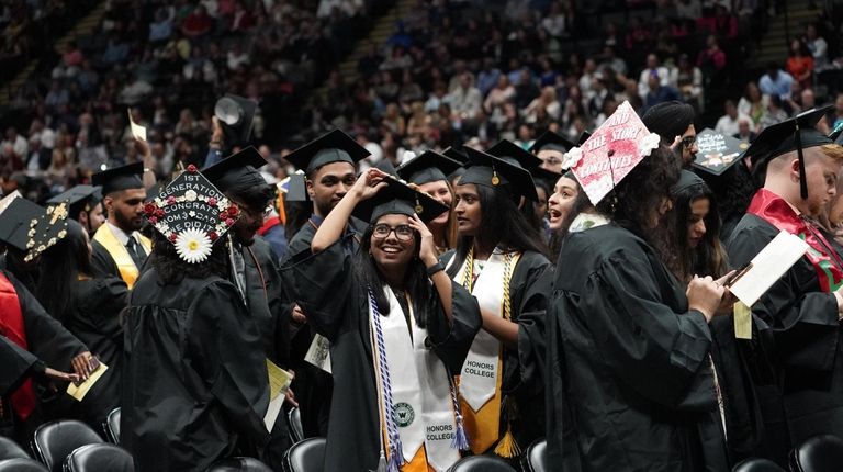 Joyful graduates at SUNY Old Westbury's commencement Saturday.