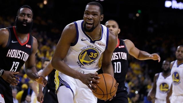 The Rockets' James Harden, left, and the Warriors'... The Rockets' James Harden, left, and the Warriors'